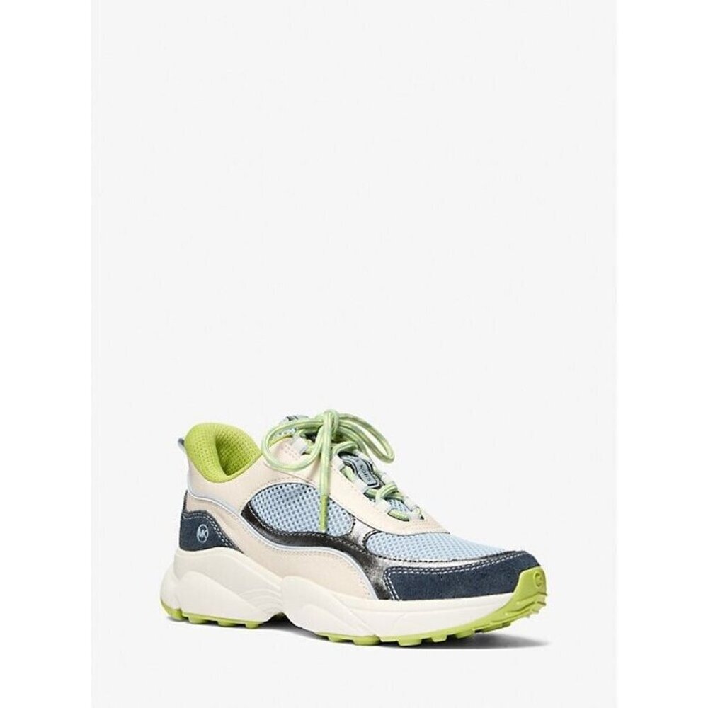 Michael kors Katrina Mixed-Media Trainer Running Sneakers Pale Blue Lace Up - Picture 2 of 5